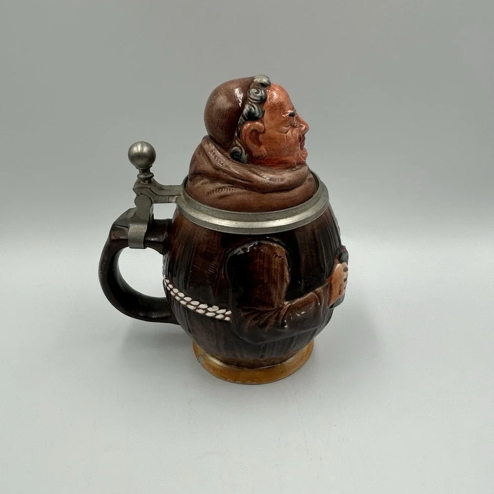 VTG Reinhold Merkelbach Germany‎ Lidded Stein Friar/Monk Holding Bible and Beer